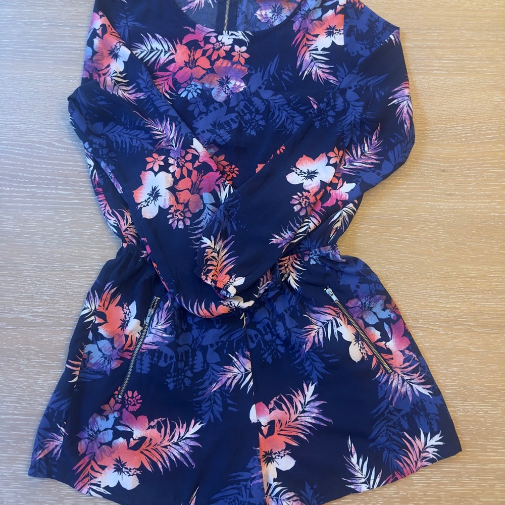 One Clothing Navy Tropical Romper